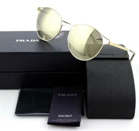 prada sunglasses spr647 zvn-1c0|PRADA Spr 62s ZVN 1c0 Round Gold Mirror Sunglasses .